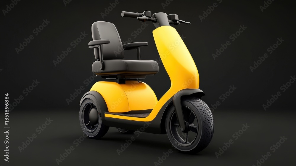 A modern yellow electric scooter with a comfortable seat, designed for urban mobility and convenience. A modern yellow electric scooter with a comfortable seat, designed for urban mobility and convenience.