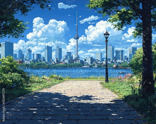 Serene Cityscape: A Summer Day in Toronto
