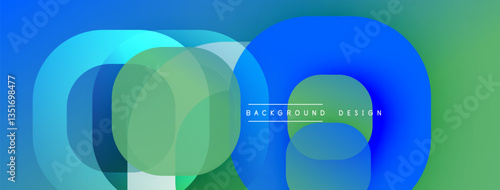 Circular abstract design with overlapping translucent circles and round shapes, blending gradients and smooth curves, creating depth, contrast, and a dynamic visual effect