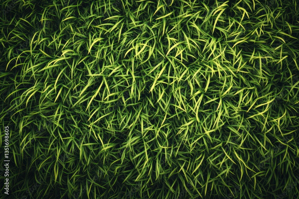 A top view of a perfectly manicured grass field, with rich shades of green and soft textures