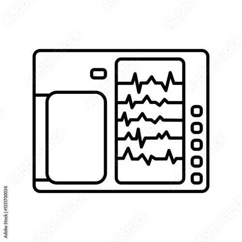 portable electrocardiograph black line icon for digital and print projects.