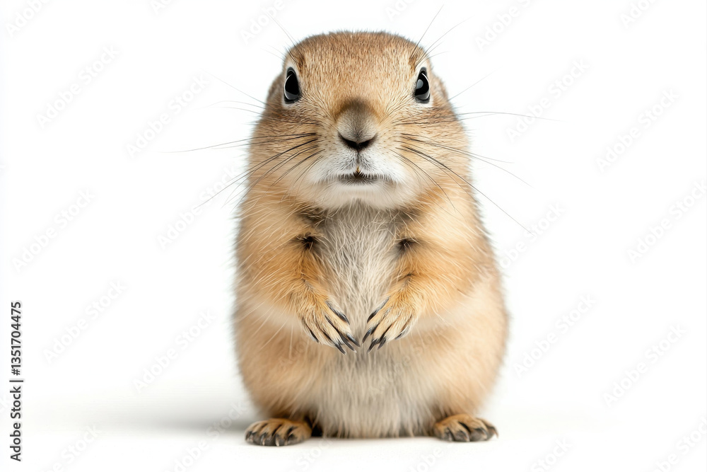 Fototapeta premium Close-up of a cute and curious rabbit standing upright against a plain background. isolated on white background.
