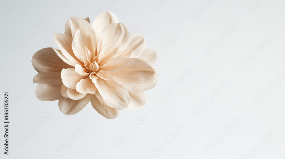 Obraz premium Delicate and elegant pale flower with soft petals against a minimal background. isolated on white background.