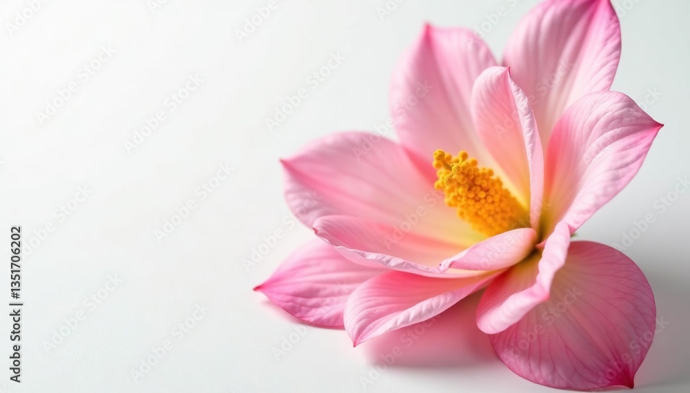 Delicate flower petals unfurl on white background, petal, flowers Delicate flower petals unfurl on white background, petal, flowers