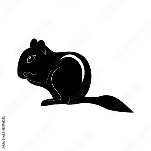 Vector image of chipmunk silhouette, hand drawn illustration