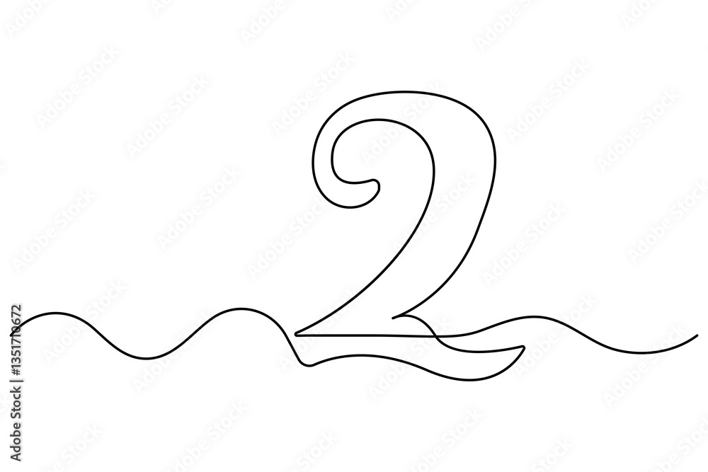 Number 2 in continuous line drawing style. editable One line drawing of number 2 icon. Vector illustration
Number 2 in continuous line drawing style. editable One line drawing of number 2 icon. Vector illustration