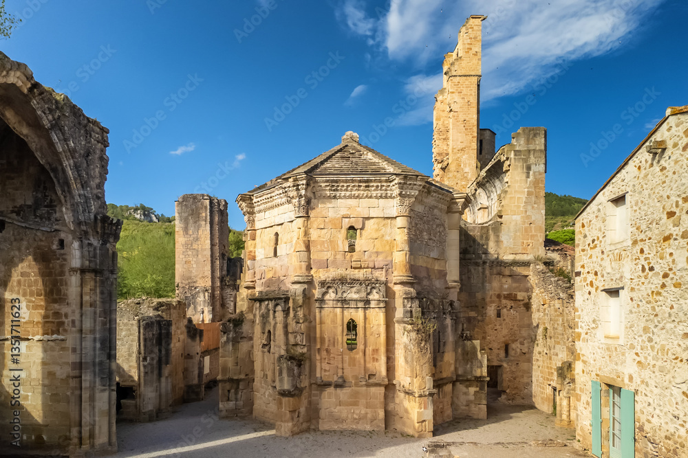 Benedictine abbey of Notre Dame in village of Alet-les-Bains in Aude, France
