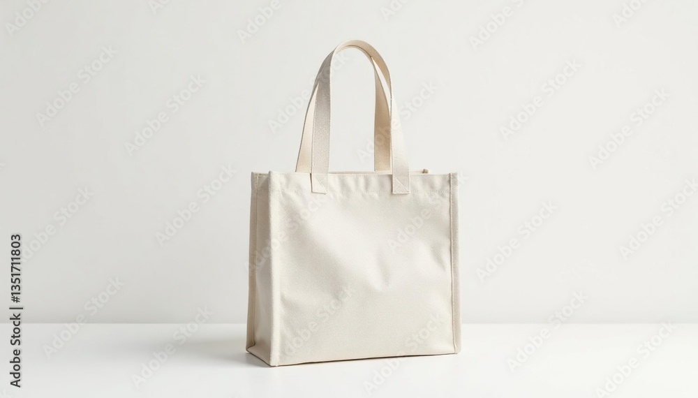 Small canvas eco bag with long handles, white background , handle, design Small canvas eco bag with long handles, white background , handle, design