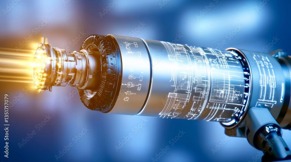 Obraz premium Futuristic Energy Turbine Technology Innovation Industrial Workshop Mechanical System Advanced Environment Close-Up View Engineering Concept