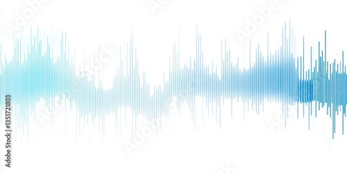 A white background with a rich blue sound wave design, gradually transitioning from light blue on the left to dark blue on the right