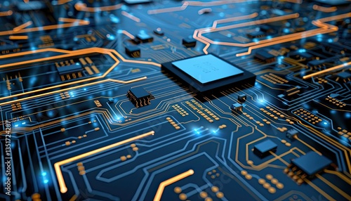 Detailed view of a computer circuit board with components attached