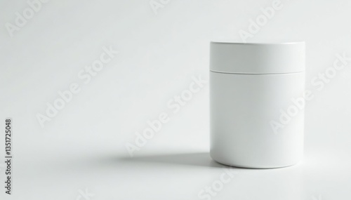Close-up of pristine white cosmetic product on seamless backdrop, template, surface, cosmetics