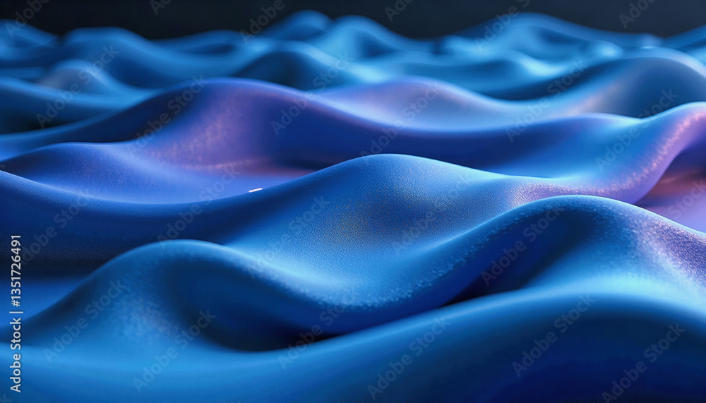 Obraz premium Glowing blue waves ripple across a smooth, abstract surface, creating a mesmerizing and fluid visual effect. Graphical resource for design and downstream advertisement purposes