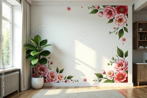 Elegant floral and foliage design perfect for interior projects , background, summer