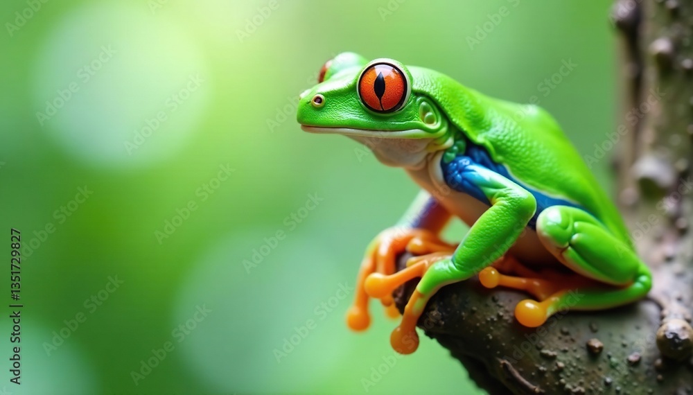 Green tree frog perched on white, vibrant details, cutout, clipping path, macro Green tree frog perched on white, vibrant details, cutout, clipping path, macro