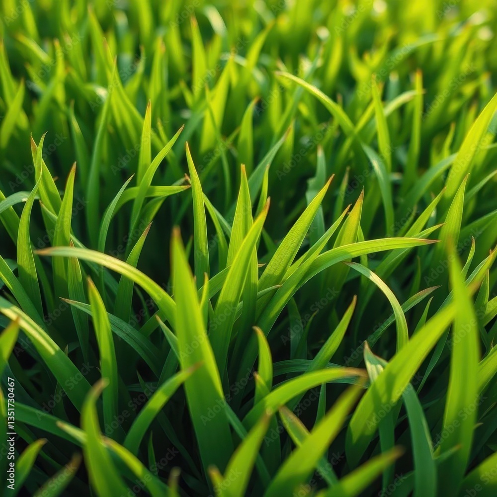 Soft, yielding blades of vibrant green grass, subtly uneven surface, organic, closeup, growth Soft, yielding blades of vibrant green grass, subtly uneven surface, organic, closeup, growth