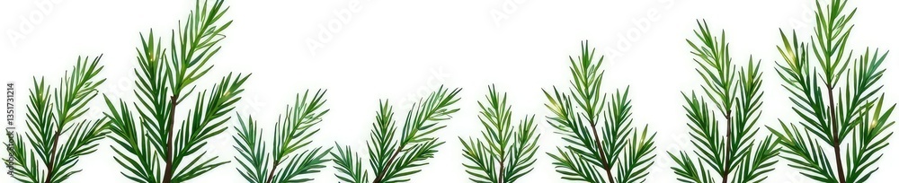 Obraz premium Isolated branches of fir tree on white background, nature, fir, trees