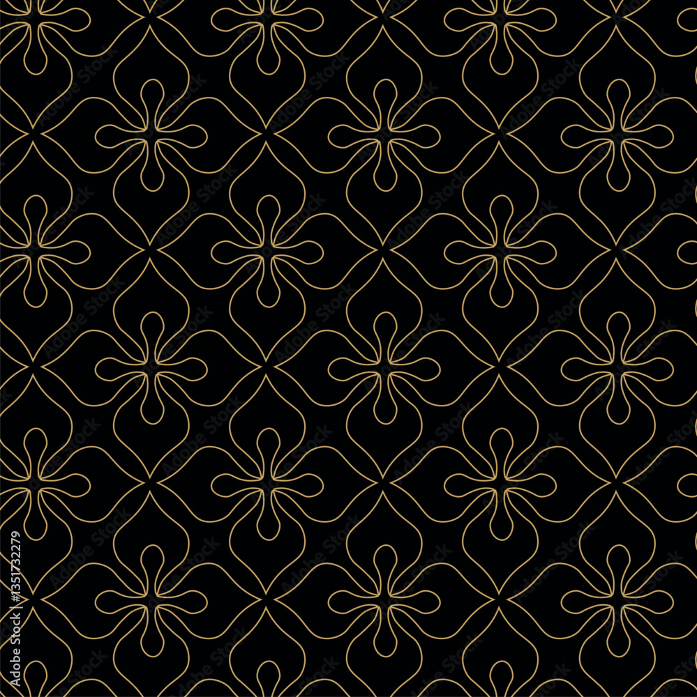 Abstract geometric pattern with squares, crosses, stripes, lines. Seamless vector background. Black and gold ornament. Modern reticulated graphic design. Abstract geometric pattern with squares, crosses, stripes, lines. Seamless vector background. Black and gold ornament. Modern reticulated graphic design.