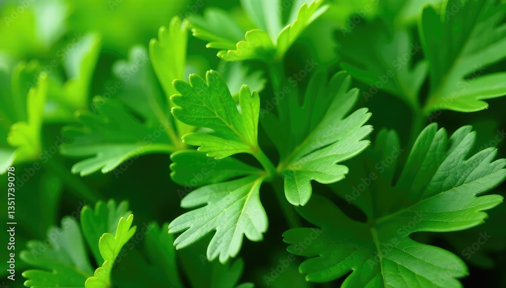 Close-up of parsley leaves, showing vein detail in repeating pattern , plant, ingredient, green Close-up of parsley leaves, showing vein detail in repeating pattern , plant, ingredient, green