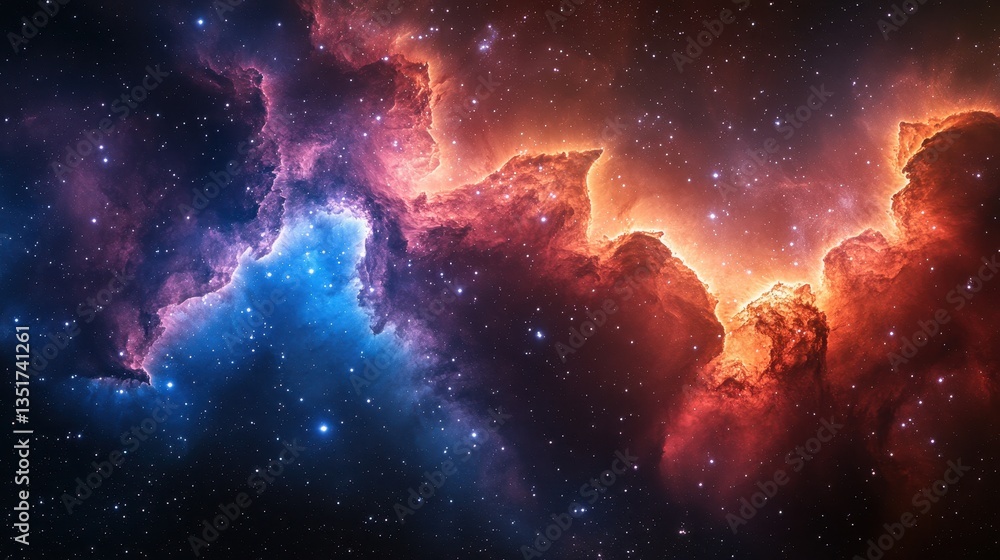 Beautiful cosmic nebula with many vibrant colors and shining stars Beautiful cosmic nebula with many vibrant colors and shining stars