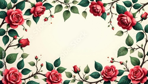 Intricate blooming roses, vines, leaves repeat seamlessly , blue, romantic