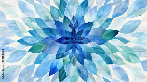 An artistic representation of a flower in shades of blue