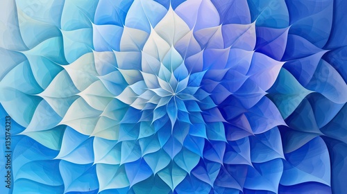 Beautiful Abstract Fractal Featuring Blue and White Petal Shapes