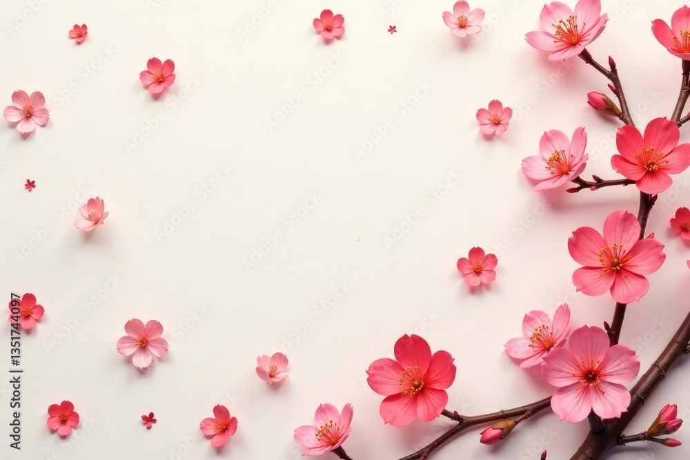 Scattered small blossoms, repeating motif on light background, blossom, design, scattered Scattered small blossoms, repeating motif on light background, blossom, design, scattered