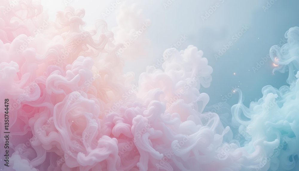 Fototapeta premium Soothing cloud movement abstract digital art ethereal atmosphere soft color palette aerial perspective conceptual representation