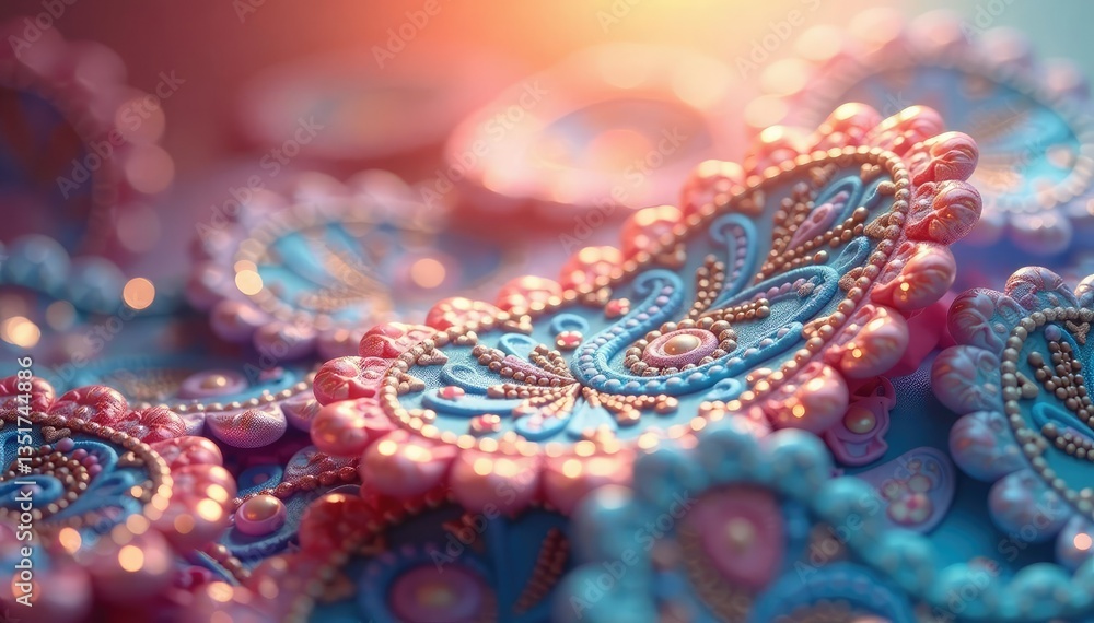 Obraz premium Soft, blurred paisley design, creating a hazy seamless repeat , texture, fabric, serene