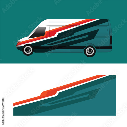 cargo van car sticker design vector. cargo van delivery sticker
