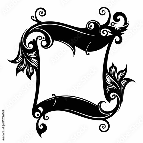 A black and white image of a frame with a letter L in the middle