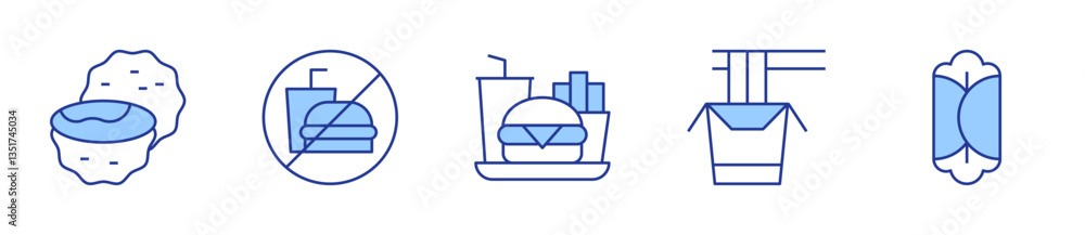 noodle, burrito, truffle, no food, fast food. Fast food Icon vector illustration. Line Duotone style. Editable stroke noodle, burrito, truffle, no food, fast food. Fast food Icon vector illustration. Line Duotone style. Editable stroke