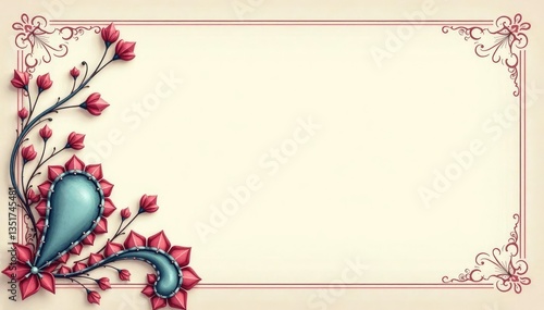 Subtle paisley design, soft color palette on cream , abstract, style, contemporary