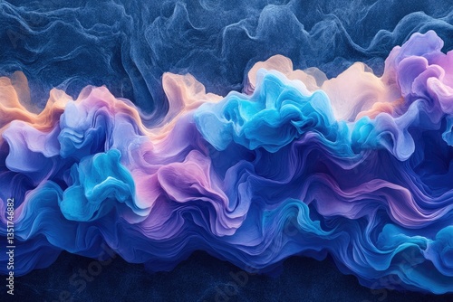 Abstract representation of layered colored smoke or fluid waves