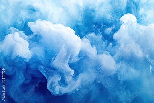 Abstract depiction of swirling vapor clouds against a blue background
