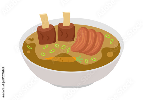 Beef Bone Soup on a Bowl. Bone broth.