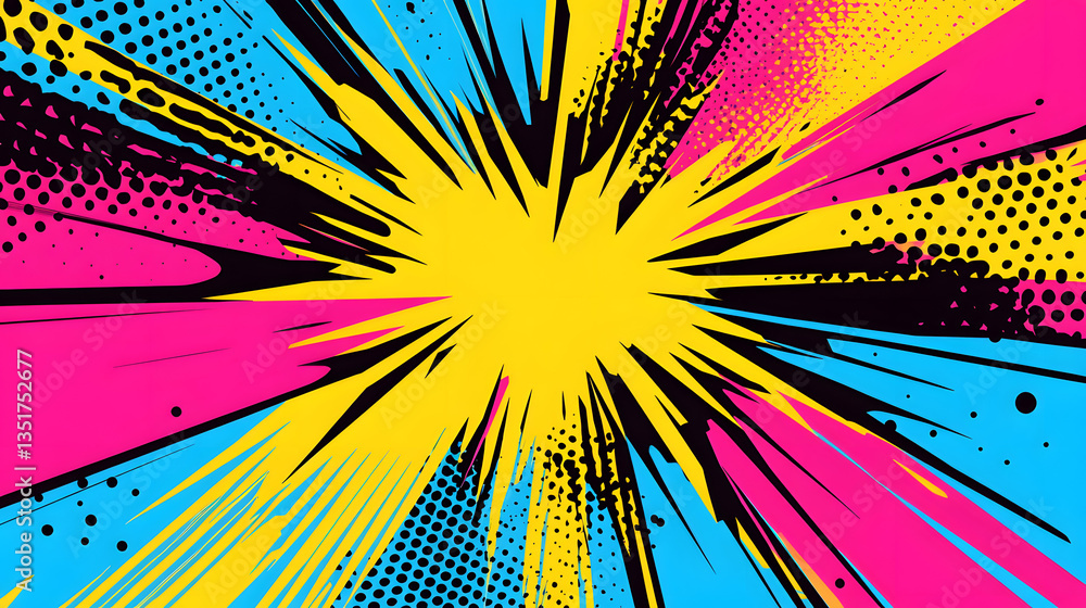 Fototapeta premium Dynamic Pop Art Comic Book Background: Vibrant Colors and Bold Design