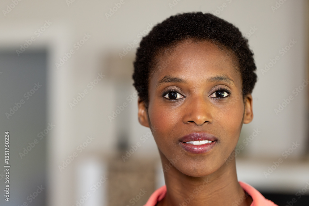 Smiling woman relaxing at home, enjoying confident and warm moment, copy space Smiling woman relaxing at home, enjoying confident and warm moment, copy space