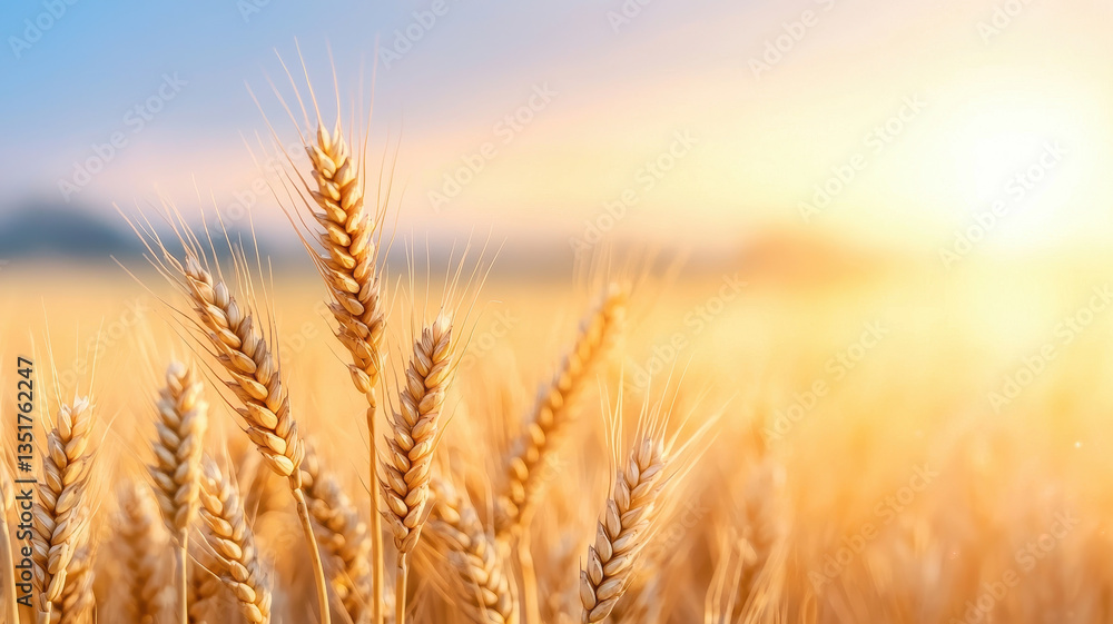 Golden wheat field swaying gently in warm sunlight, creating serene and peaceful atmosphere. beauty of nature is captured in this tranquil landscape Golden wheat field swaying gently in warm sunlight, creating serene and peaceful atmosphere. beauty of nature is captured in this tranquil landscape