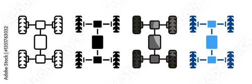 Car Axle  Icon Set Multiple Style Collection
