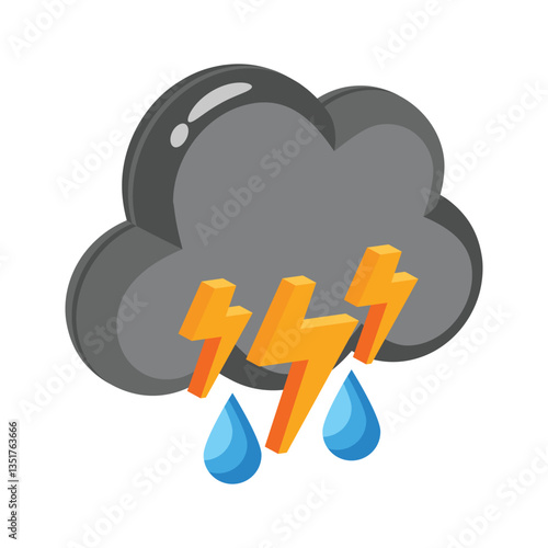 Have a look at this modern 3d style icon of heavy rain cloud with drops
