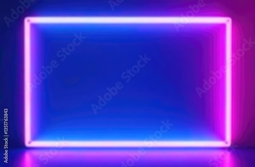 Wallpaper Mural A luminous neon lighting frame with a blue and pink background Torontodigital.ca