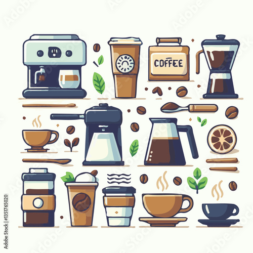 coffee, drink, background, beverage, espresso, cup, cafe, caffeine, food, hot, morning, white, mug, breakfast, brown, aroma, black, fresh, dark, closeup, design, cappuccino, mocha, latte, vector, set,