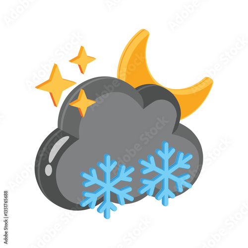 Check 3d style icon of winter night sky, ready for premium download