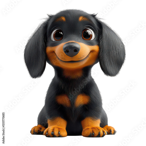 3d Dachshund isolated on transparent background, PNG