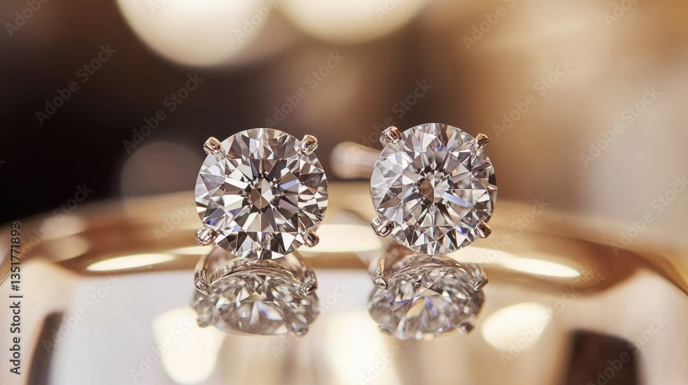 Fototapeta premium A pair of timeless diamond earrings perfect for a wedding day