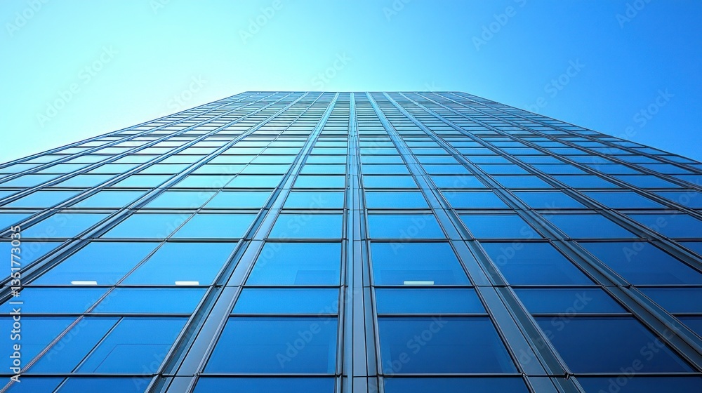Fototapeta premium Modern Glass Skyscraper Reaching for the Sky