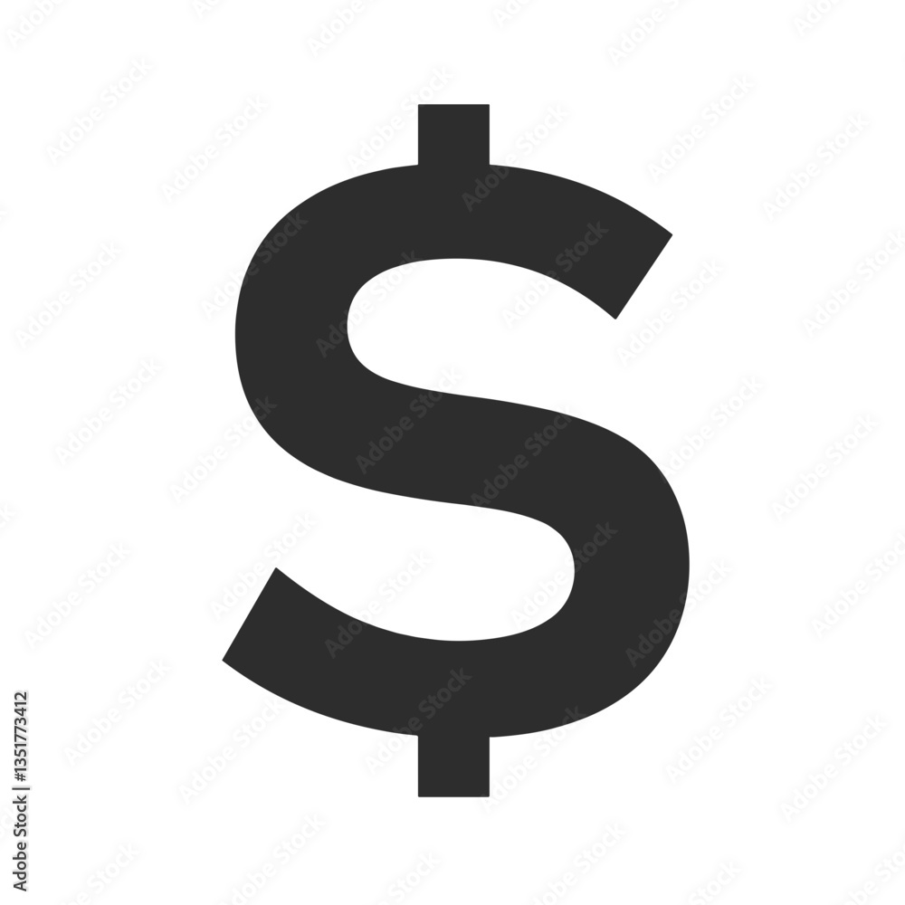 Black dollar sign symbol on a white background Black dollar sign symbol on a white background