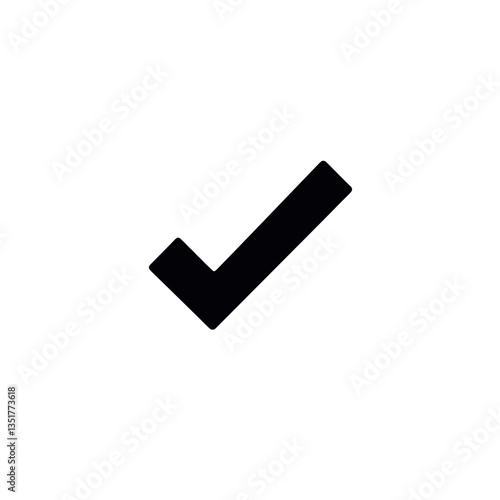 Black check mark on a white background for approval symbols  